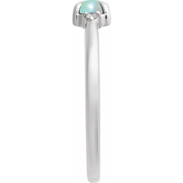 14K White Gold Natural Ethiopian Opal & .03 CTW Natural Diamond Ring