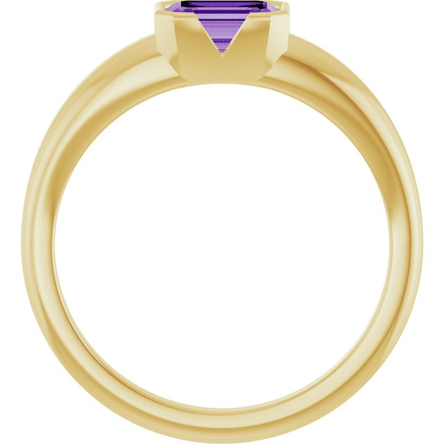 14K Yellow Gold Lab-Grown Purple Sapphire Half-Bezel Solitaire Ring