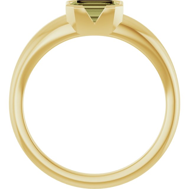 14K Yellow Gold Lab-Grown Green Sapphire Half-Bezel Solitaire Ring