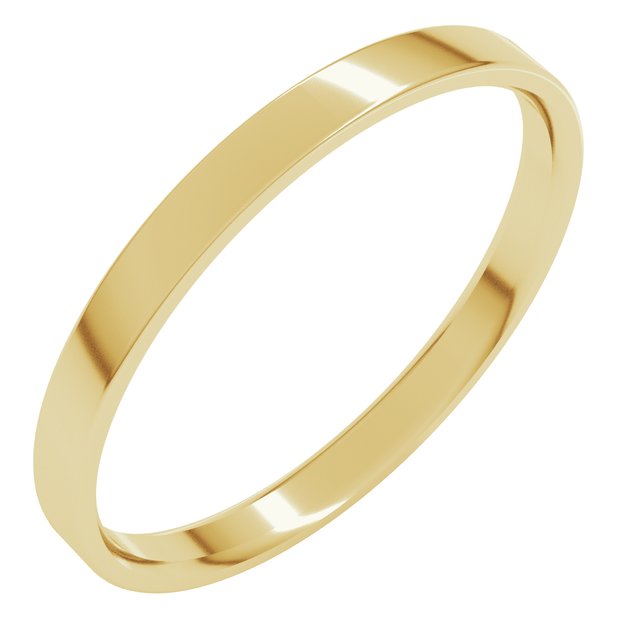 10K Yellow Gold 2 mm Ultra-Lightweight Comfort-Fit Flat Band Size 5.5