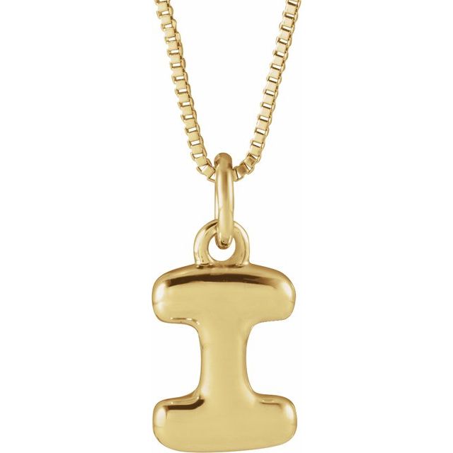 14K Yellow Gold Vermeil Bubble Initial I 18" Necklace