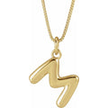 14K Yellow Gold Bubble Initial M 18" Necklace