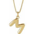14K Yellow Gold Bubble Initial M 18" Necklace
