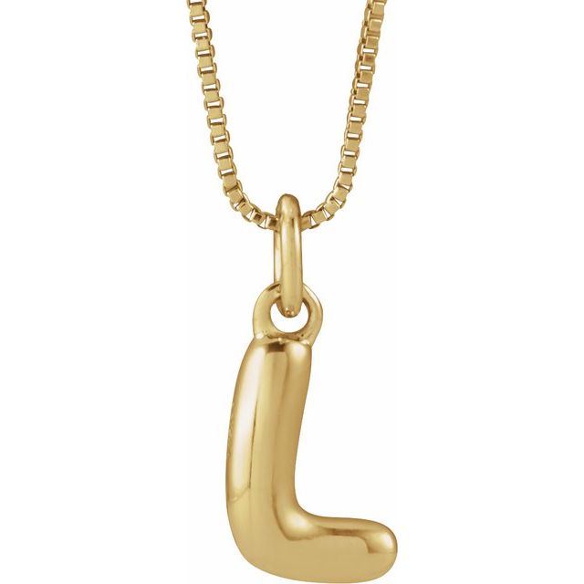 14K Yellow Gold Vermeil Bubble Initial L 18" Necklace