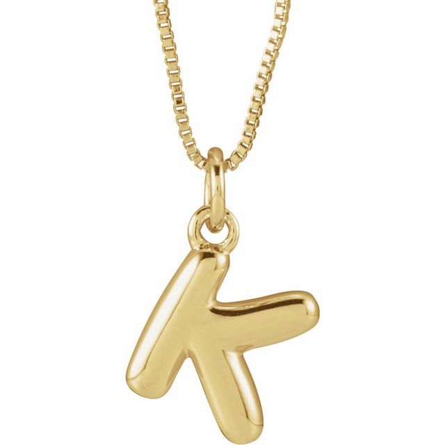 14K Yellow Gold Vermeil Bubble Initial K 18" Necklace