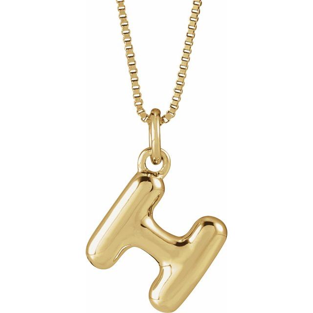 14K Yellow Gold Vermeil Bubble Initial H 18" Necklace