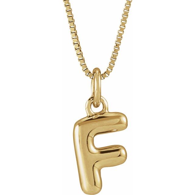 14K Yellow Gold Vermeil Bubble Initial F 18" Necklace