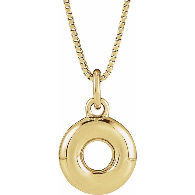 14K Yellow Gold Vermeil Bubble Initial O 18" Necklace