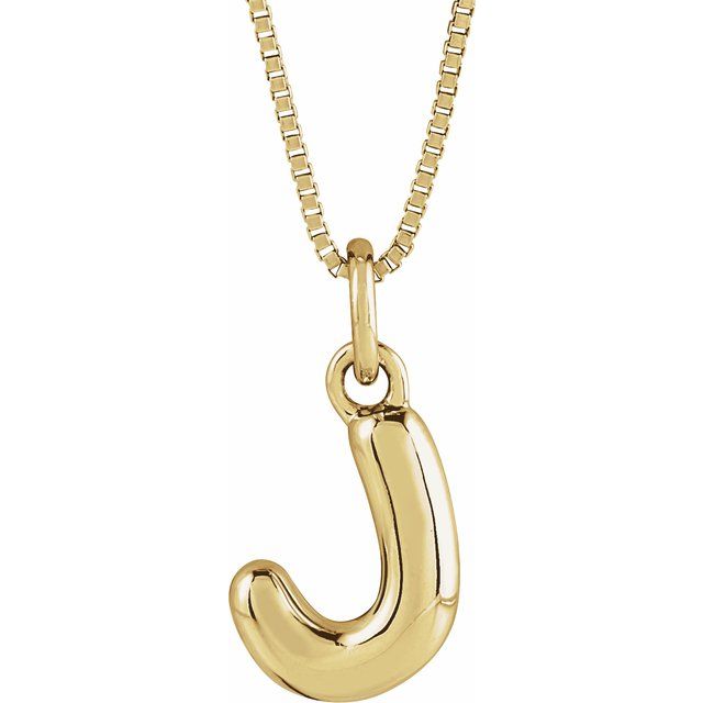 14K Yellow Gold Vermeil Bubble Initial J 18" Necklace
