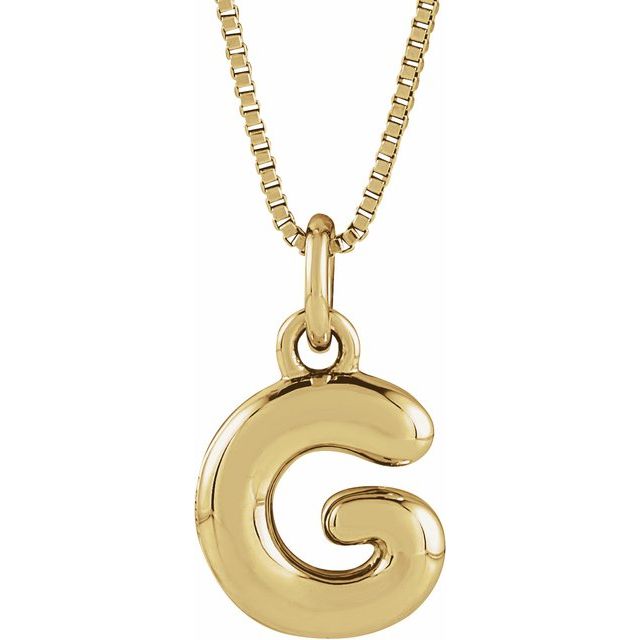 14K Yellow Gold Vermeil Bubble Initial G 18" Necklace