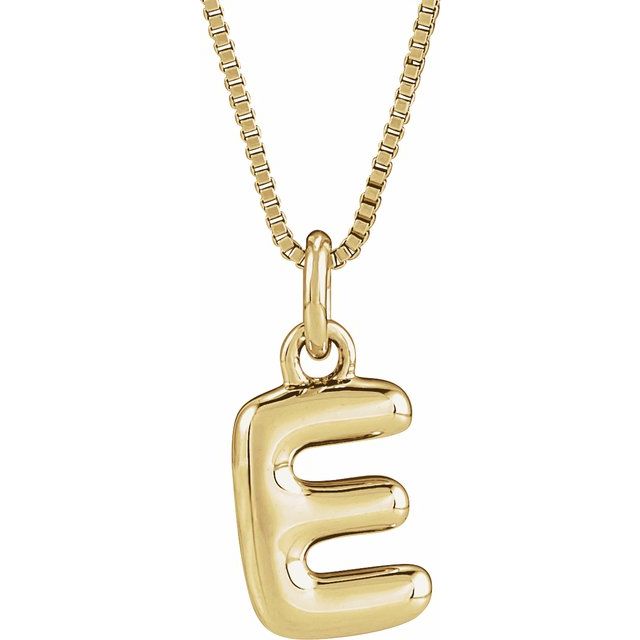 14K Yellow Gold Vermeil Bubble Initial E 18" Necklace