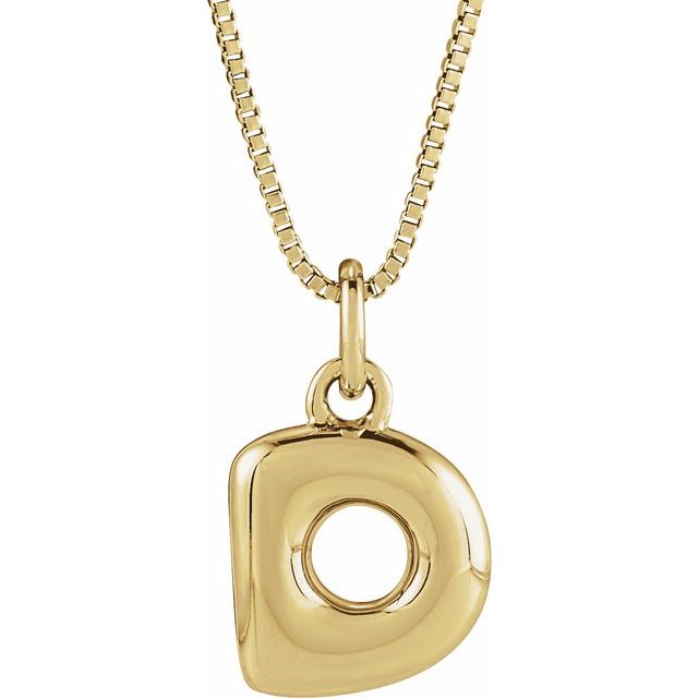 14K Yellow Gold Vermeil Bubble Initial D 18" Necklace