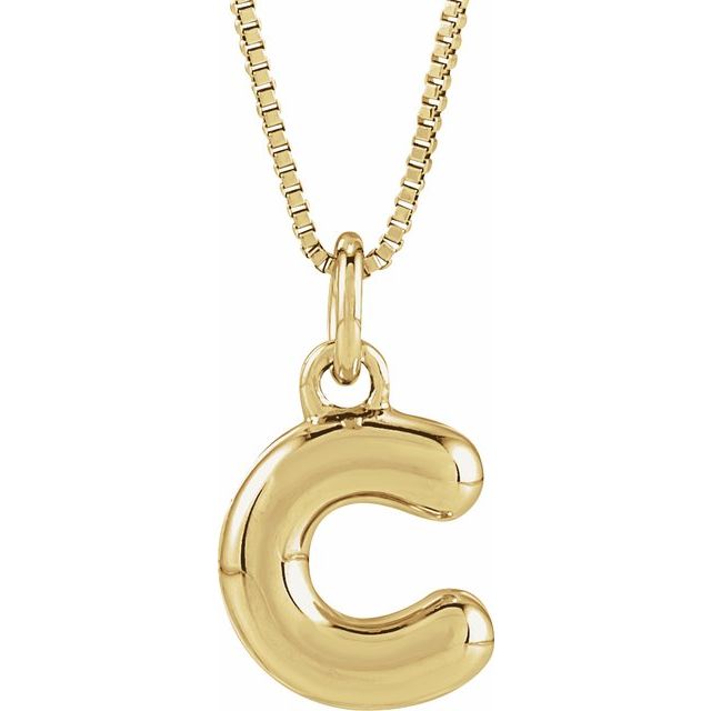 14K Yellow Gold Vermeil Bubble Initial C 18" Necklace