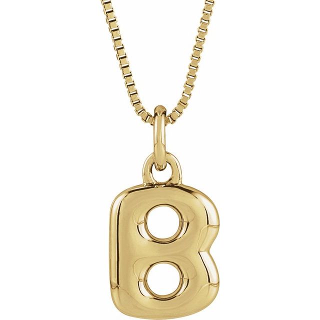 14K Yellow Gold Vermeil Bubble Initial B 18" Necklace