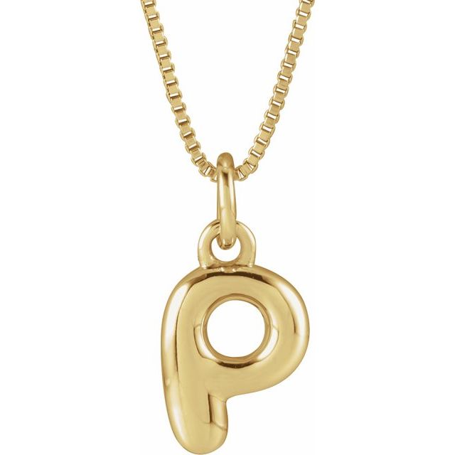 14K Yellow Gold Vermeil Bubble Initial P 18" Necklace