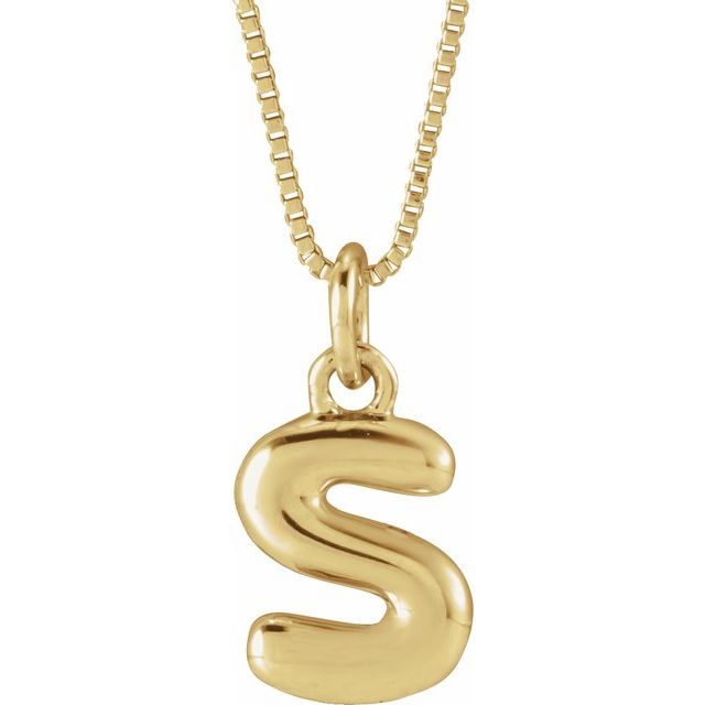 14K Yellow Gold Vermeil Bubble Initial S 18" Necklace