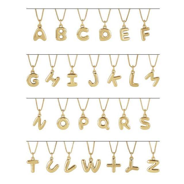 14K Yellow Gold Bubble Initial M 18" Necklace