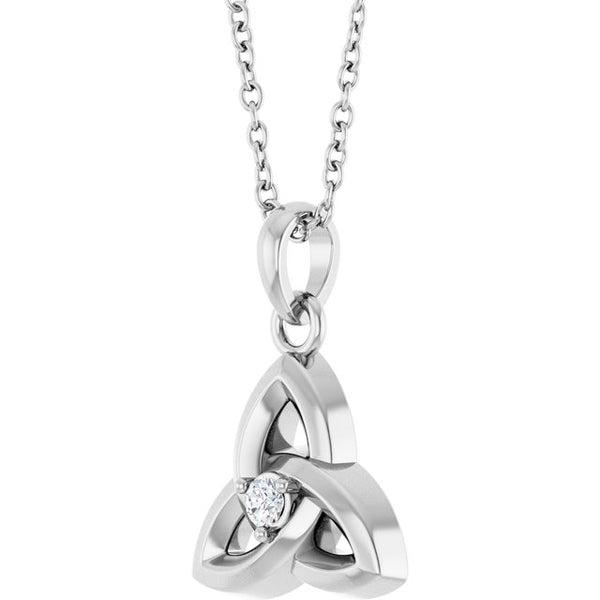 14K White Gold .03 CT Lab-Grown Diamond Celtic-Inspired 16-18" Necklace