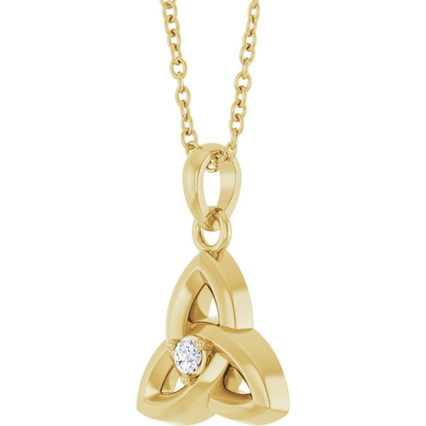 14K Yellow Gold .03 CT Lab-Grown Diamond Celtic-Inspired 16-18" Necklace