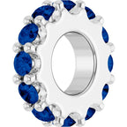 14K White Gold Natural Blue Sapphire Spacer Charm/Pendant
