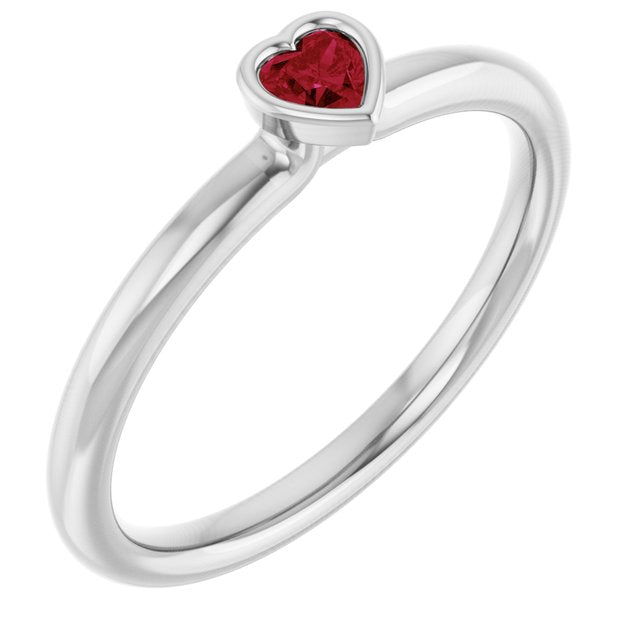 Sterling Silver Lab-Grown Ruby Stackable Ring