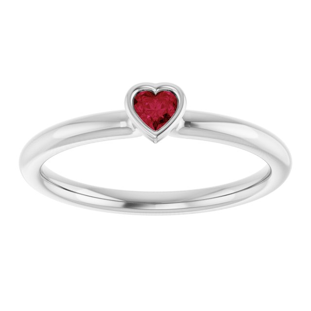 Sterling Silver Lab-Grown Ruby Stackable Ring