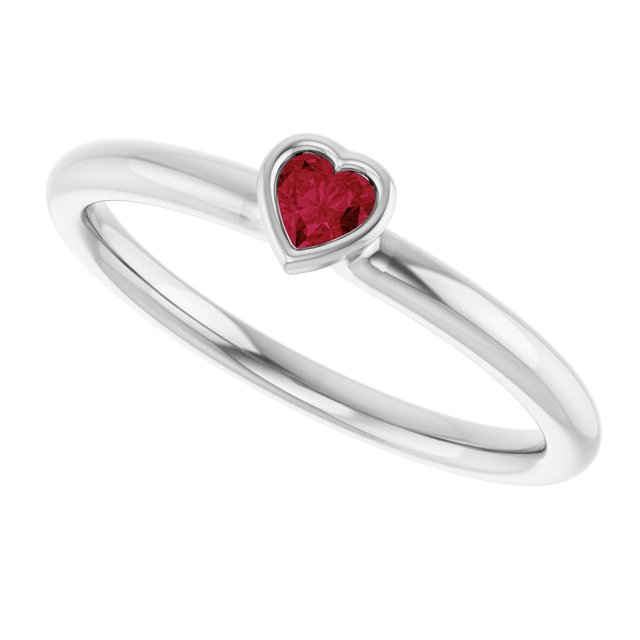 Sterling Silver Lab-Grown Ruby Stackable Ring