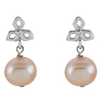 Sterling Silver Cultured Pink Freshwater Pearl Dangle Earrings