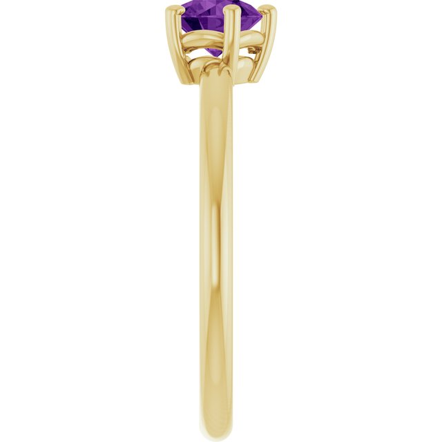 14K Yellow Gold Natural Amethyst Solitaire Ring 