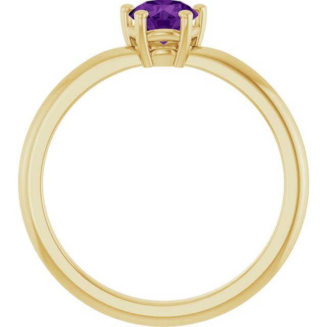 14K Yellow Gold Natural Amethyst Solitaire Ring 