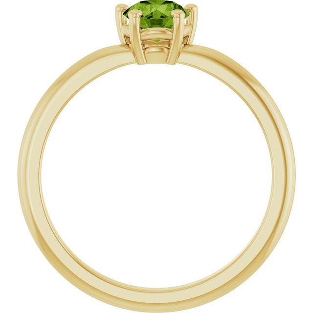 14K Yellow Gold Natural Peridot Solitaire Ring 