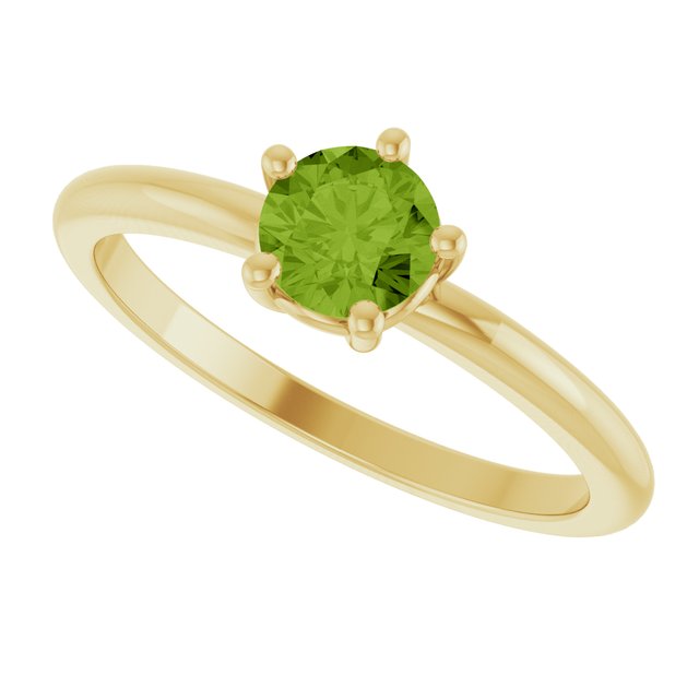 14K Yellow Gold Natural Peridot Solitaire Ring 