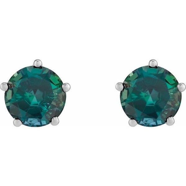14K White Gold Lab-Grown Alexandrite Stud Earrings