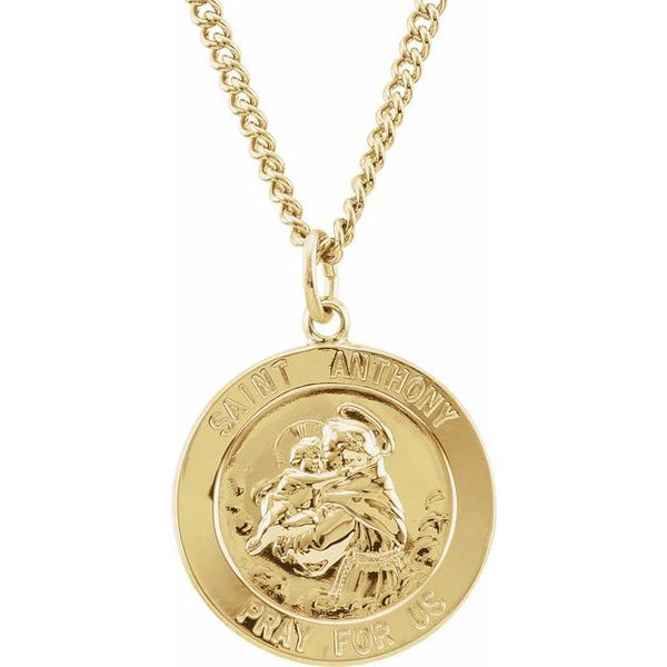 24K Yellow Gold-Plated Sterling Silver 22 mm St. Anthony 24" Necklace