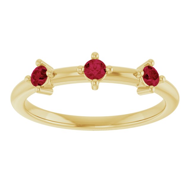 14K Yellow Gold Lab-Grown Ruby Stackable Family Ring