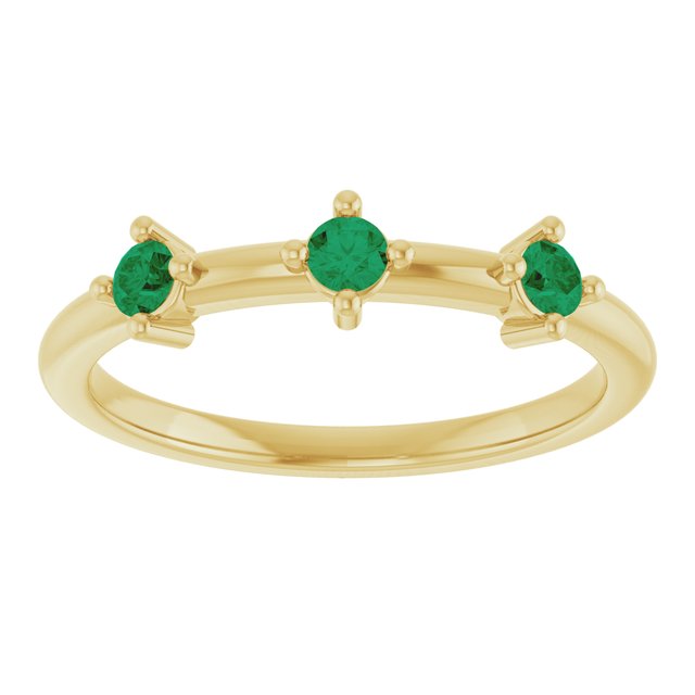 14K Yellow Gold Lab-Grown Emerald Stackable Family Ring