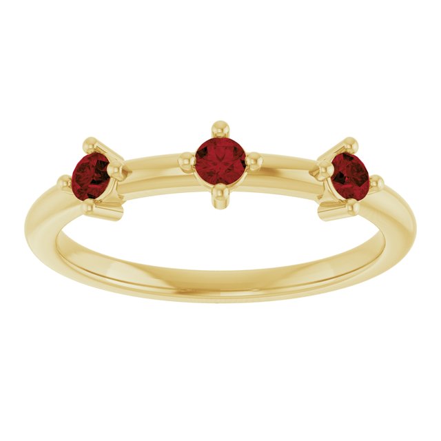 14K Yellow Gold Natural Mozambique Garnet Stackable Family Ring