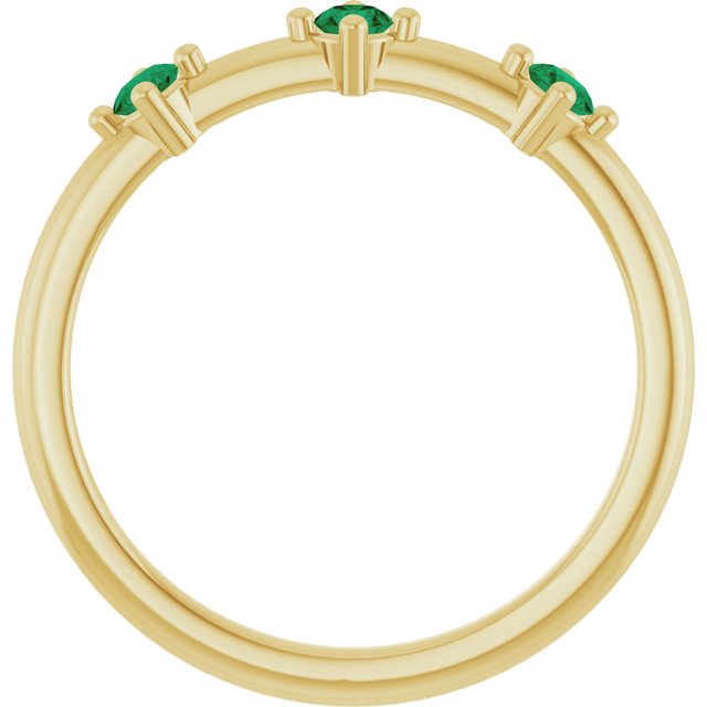 14K Yellow Gold Lab-Grown Emerald Stackable Family Ring
