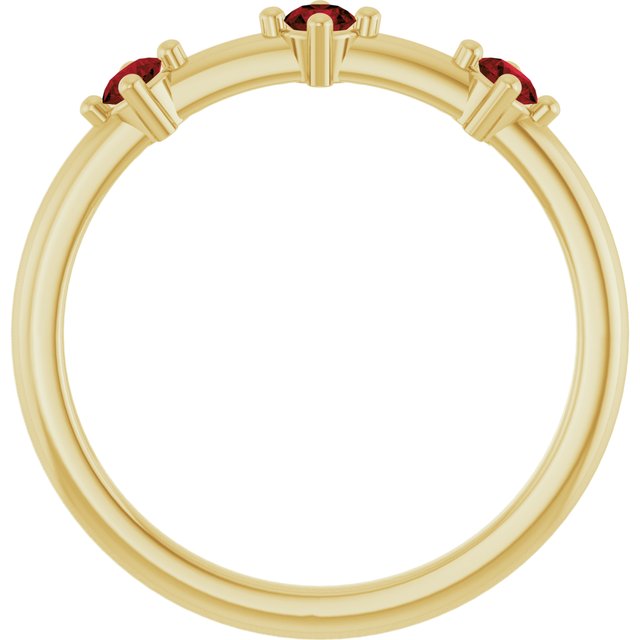 14K Yellow Gold Natural Mozambique Garnet Stackable Family Ring