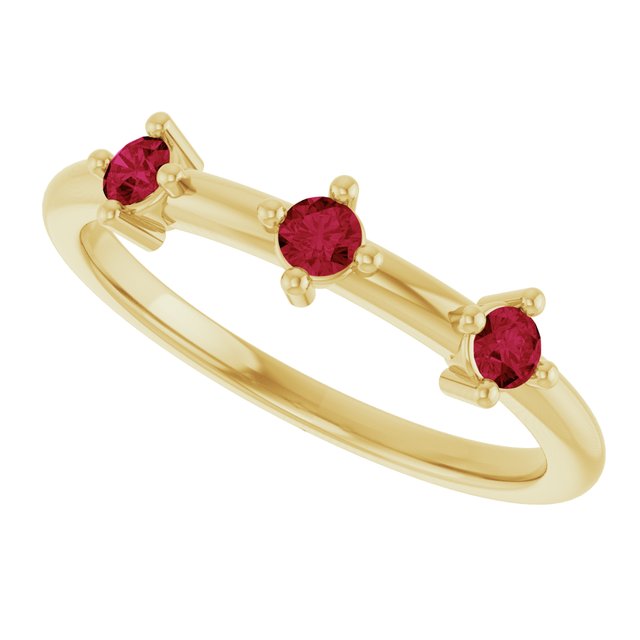 14K Yellow Gold Lab-Grown Ruby Stackable Family Ring