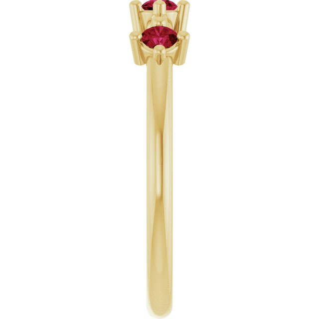 14K Yellow Gold Lab-Grown Ruby Stackable Family Ring