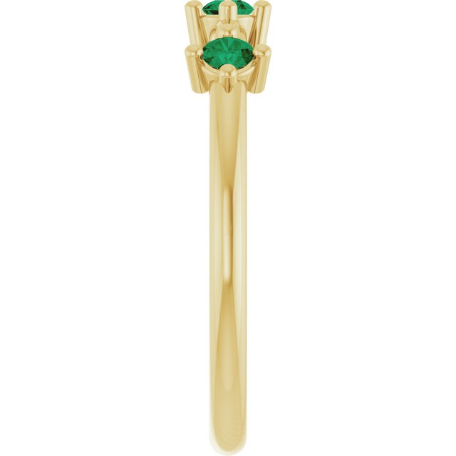 14K Yellow Gold Lab-Grown Emerald Stackable Family Ring
