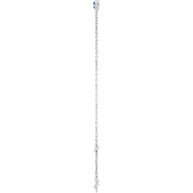 14K White Gold Natural Blue Sapphire Bezel-Set Solitaire 6 1/2-7 1/2" Bracelet