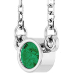 14K White Gold Lab-Grown Emerald Youth Birthstone 15" Necklace