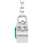 14K White Gold Lab-Grown Emerald Youth Birthstone 15" Necklace