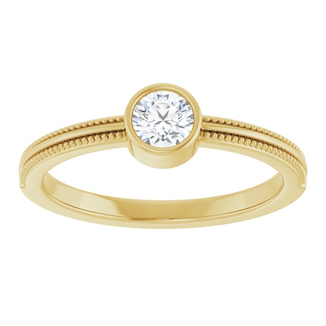 14K Yellow Gold Lab-Grown Diamond Bezel-Set Solitaire Ring