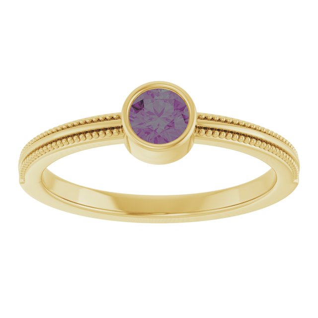 14K Yellow Gold Lab-Grown Alexandrite Bezel-Set Solitaire Ring