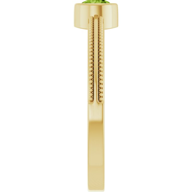 14K Yellow Gold Natural Peridot Bezel-Set Solitaire Ring