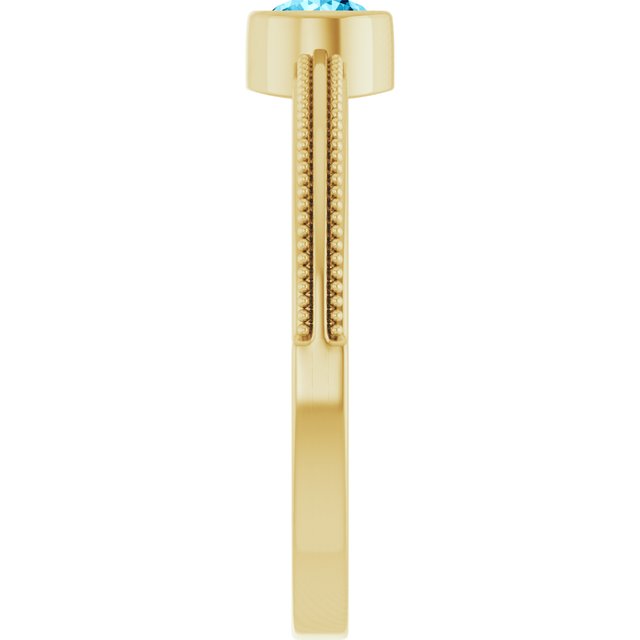 14K Yellow Gold Natural Aquamarine Bezel-Set Solitaire Ring