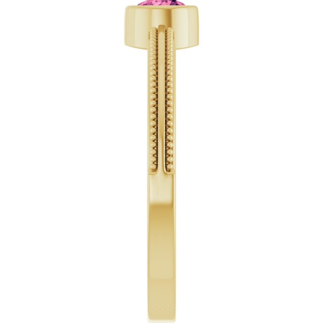 14K Yellow Gold Natural Pink Tourmaline Bezel-Set Solitaire Ring